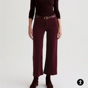 AG Saige High Rise Wide Leg Crop Jean in Coffee Bean